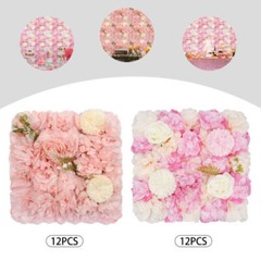 3D Flower Wall Panel-12pcs Artificial Flower Wall Background Silk Rose Wedding