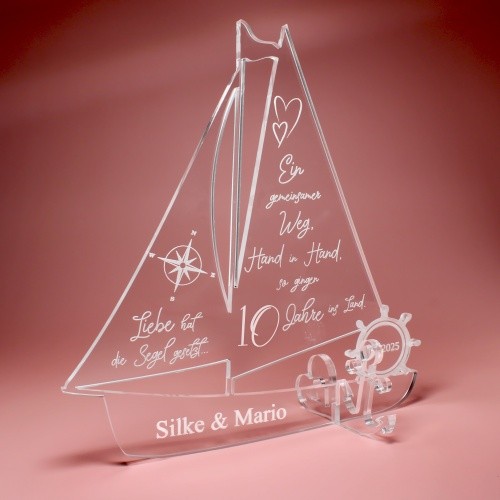 Gift Roses Wedding Personalised Ship Acrylic 10 Years Wedding Anniversary Decoration