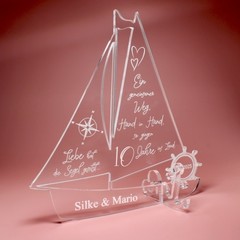 Gift Roses Wedding Personalised Ship Acrylic 10 Years Wedding Anniversary Decoration