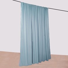 DUSTY BLUE 10 ft x 10 ft Polyester Sheer Chiffon Dual Layer CURTAIN Rod Pockets