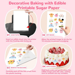 KYUNSEN Edible Paper 25Pcs A4 11.7″ X 8.3″ Edible Frosting Sheets for Printer