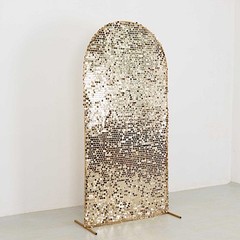 7 ft CHAMPAGNE Big Payette Sequin Fitted Round Top Wedding Arch STAND COVER