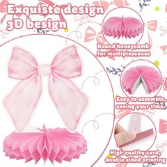 9Pcs Pink Bow Party Honeycomb Centerpieces Decorations, Pink Bow Coquette Bir…