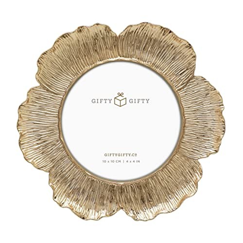 Circular Gold Floral Photo Frame / 4×4 In | For Tabletop Display | 4″X4″