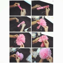 Set of 23 Tissue Pom Poms Flower Paper Party Decoration Ball Pink, White, Yellow