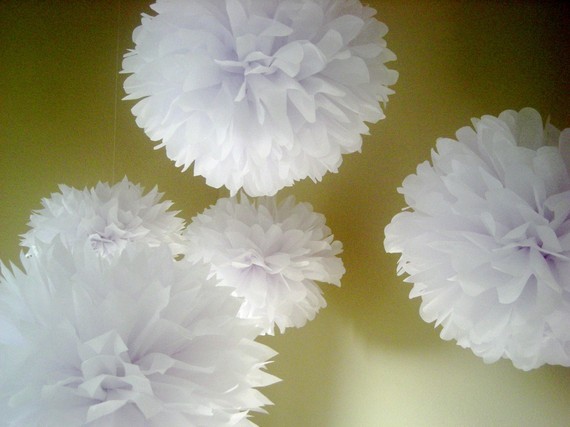 24x giant white tissue paper pom poms birthday wedding party baby shower decor
