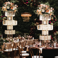 5-Tier Crystal Gold Vase for Centerpiece – Large Wedding Decor Flower Stand | Me