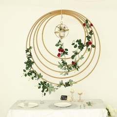 36-Inch wide Gold Metal Round Hoop Hanging Wreath Ring Wedding Party Decorations