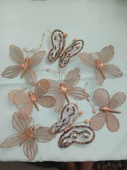 Butterfly Set of 8 Large Wedding Decorations Sparkly beaded vtg