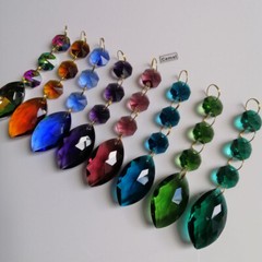 10Pcs Horse Eye Crystal Lamp Prism Pendant Gold rings Chandelier Hang Suncatcher