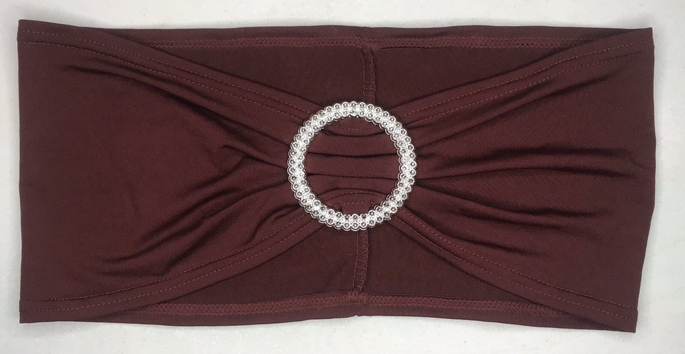 Unbranded Stretch Maroon Chair Sashes w/ Silver Accent Wedding Party Decoration