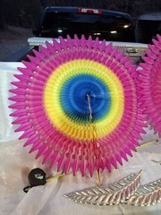 Lot Of 2 80s Denmark PINWHEEL FAN PAPER LARGE 3′ PARTY DECOR Mardi Gras 36″