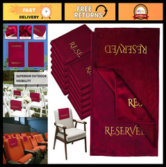 12 Velvet Reserved Chair Signs – Gold Foil Wedding Pew Placeholders, Elegant Eve