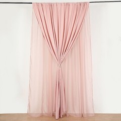 DUSTY ROSE 10 ft x 10 ft Polyester Sheer Chiffon Dual Layer CURTAIN Rod Pockets