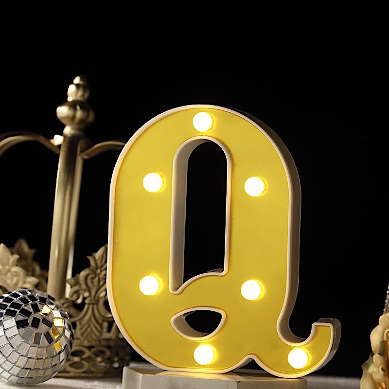 6″ tall GOLD Q LED Lighted Marquee Letters Sign Party Wedding Events Decorations