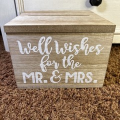 Wedding Well Wishes for the Mr. & Mrs. Wood Square W/Notes Slot