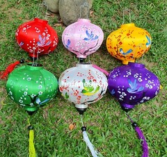 Set 6 pcs handpainted Vietnamese silk lantern 35cm for wedding party decoration