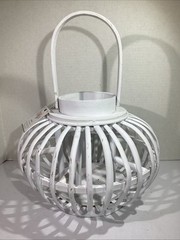 NEW Studio His & Hers White 11” X 11” Decorative Wicker Lanterns HGT1-167