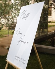 White Acrylic Wedding Sign With Black Names – Wedding Welcome Sign – Decor