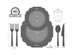 ” OCCASIONS ” 320 Piece set (40 Guests)-Heavyweight Wedding Party Disposable …