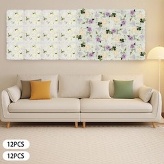 3D Flower Wall Panel-12pcs Artificial Flower Wall Background Silk Rose Wedding