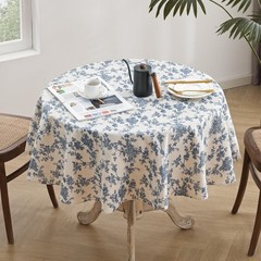 Cotton Linen Round Tablecloth – Pastoral Floral Tablecloth Washable Table Clo…