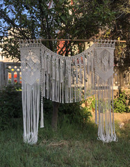 Bohemian Macrame Wedding Backdrop Handmade Curtain Arbor Home Decor Reception