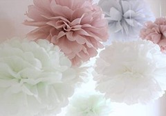Set of 9 Dusty Rose Mauve Pink Tissue Pom Poms Paper Flowers Wall Backdrop Ce…