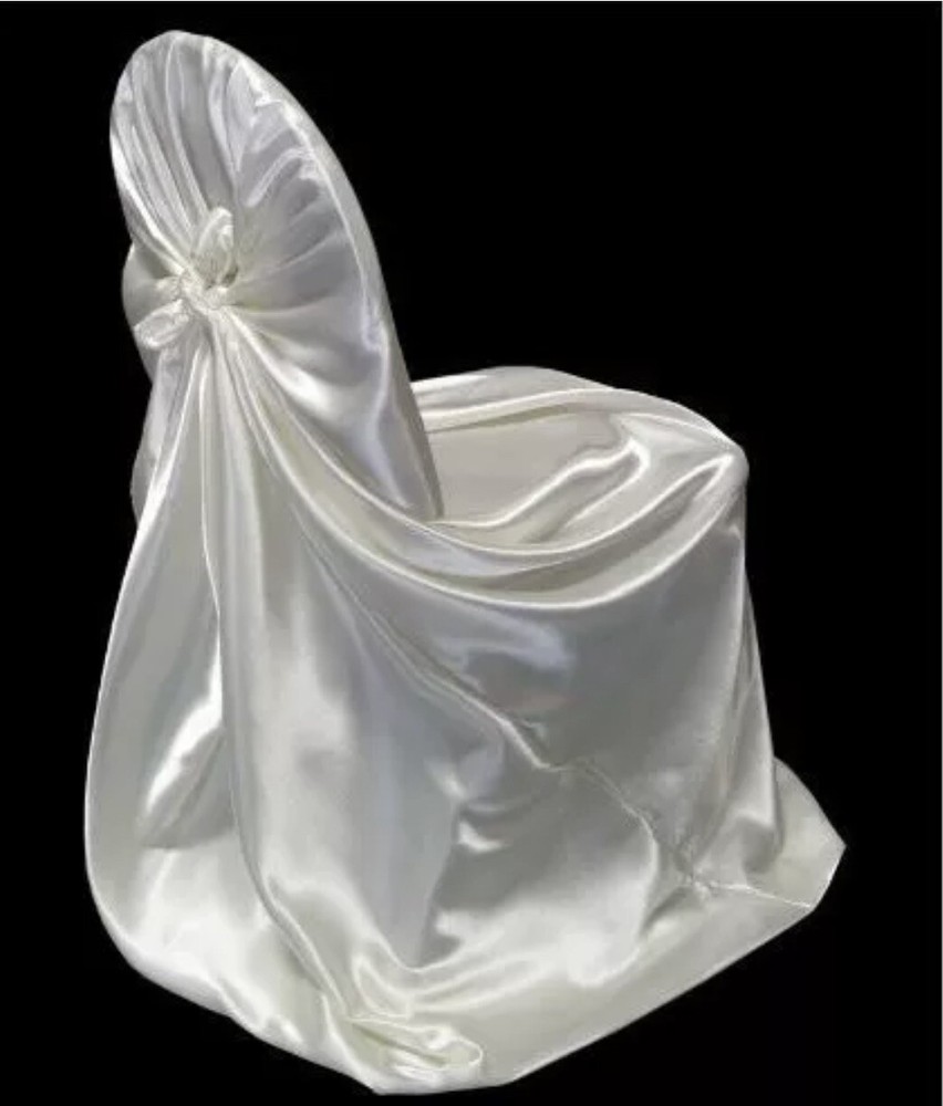 10 Satin Universal Fit Self Tie Bow Chair Cover Wedding Banquet Folding White