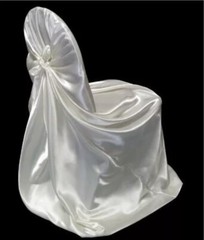 10 Satin Universal Fit Self Tie Bow Chair Cover Wedding Banquet Folding White