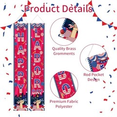 2 Pcs Party Decoration, Happy Door Banner, Patriotic Star Stripes Labor Day