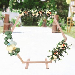 7.6 FT Hexagon Wood Wedding Arch Frame Decor Wood Hexagon Arch Backdrop Stand