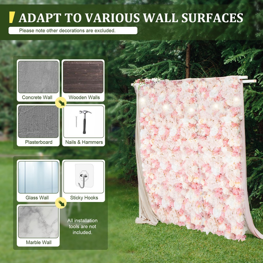 Silk+Plastic Flower Walls Artificial Flower Wall Panels Wedding Party Background