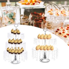 4-Piece Silver Round Cake Stand Set Detachable Metal Dessert Display