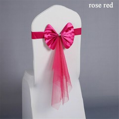 5pcs Chair Back Flower Cover Bowknot Gauze Stretch Wedding Party Decorations SPW