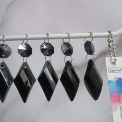 30pcs 65mm Black Buttons Pendant Acrylic Octagon Bead Garland Chandelier Hanging