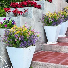 Hananona 12 Pcs Artificial Flowers Outdoor, Faux Artificial Plants UV Resista…