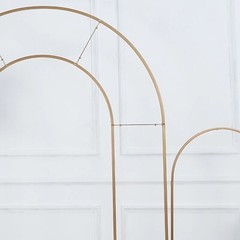 Gold 8 ft Metal Floral Display Frame Round Top Double Arch BACKDROP STAND Party