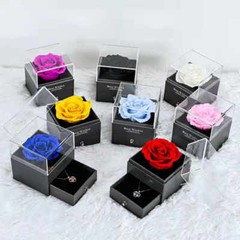 Exquisite eternal flower preserved in an acrylic jewelry box