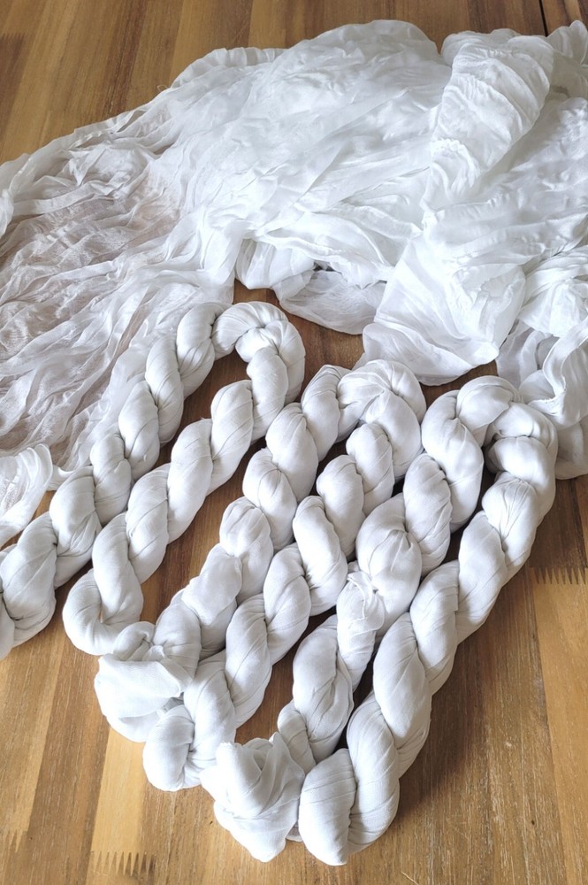 4 Pack White Cheesecloth Sheer Wedding Arch Drapes Swag Backdrop Decor 3’x13′