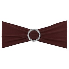 10Pcs 14″x5″ Stretch Chair Sashes Bows Chair Bands Sash with Buckle Dark Brown