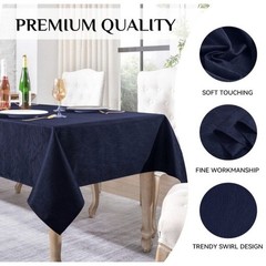 Navy Blue Tablecloth – 60 x 144 inch. Subtle Wave Pattern Wedding Events Home