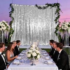 VOK Silver Sequin Backdrop Curtains 2 Panels 2FTx8FT Glitter Photography Back…