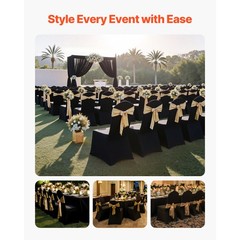 Uimoso100PCS Black Stretch Spandex Chair Covers for Events, Weddings, and Dining