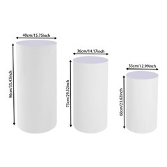 3pcs Pedestal Stand White Pedestal Display Stand Cylinder Pedestal Stand Set