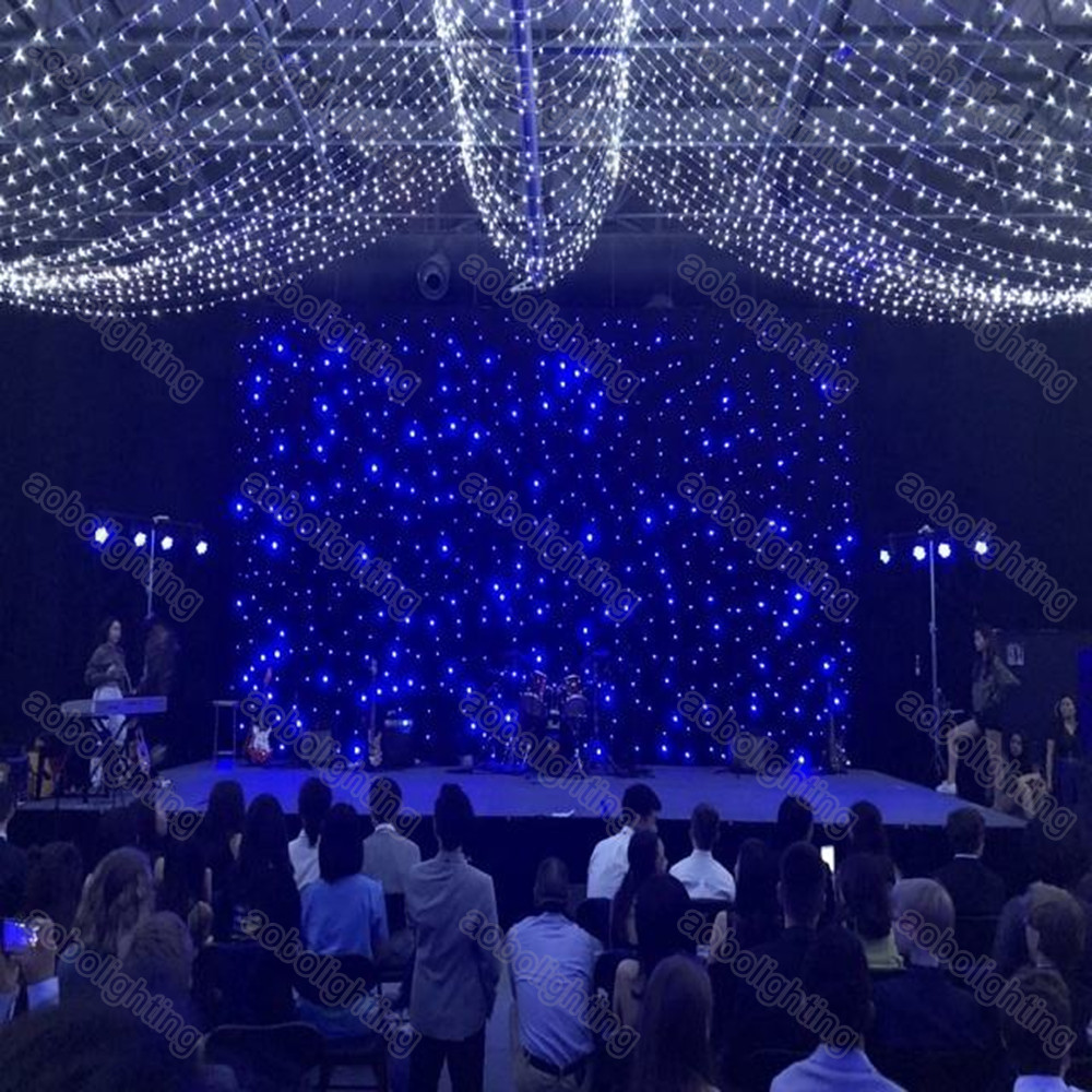 4x6M Blue/White Starlight Curtain LED Backdrop LED Star Cloth For Wedding Stage