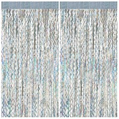 2 Pack Silver Backdrop Curtain Tinsel Streamers Sparkle Metallic Wavy Foil Fr…