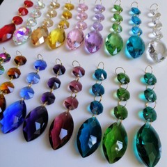 10Pcs Horse Eye Crystal Lamp Prism Pendant Gold rings Chandelier Hang Suncatcher