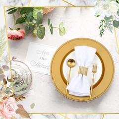 Tanlade 100 Pcs Charger Plates Bulk with Napkin Rings Set Include 50 Plastic …