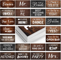 24 Designs Rustic Wedding Photo Booth Props Double Sided 11X5.5 Inch Photo Bo…